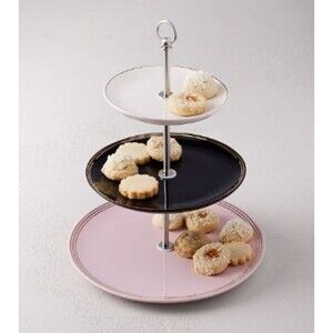NEW Fishs Eddy x West Elm Gilded Petit Four Stand Tiered Dessert Server Gold